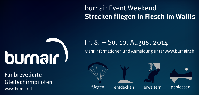 burnair Event Weekend Strecken fliegen in Fiesch im Wallis