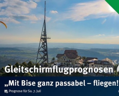 burnair Gleitschirmflugprognosen für Samstag 06. Juli Mit Nord/Nordost-Wind insbesondere an