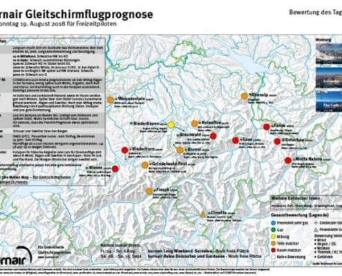 Gleitschirmflugprognose für Sonntag 19. August Voralpen für hübsche Abgleiter oder